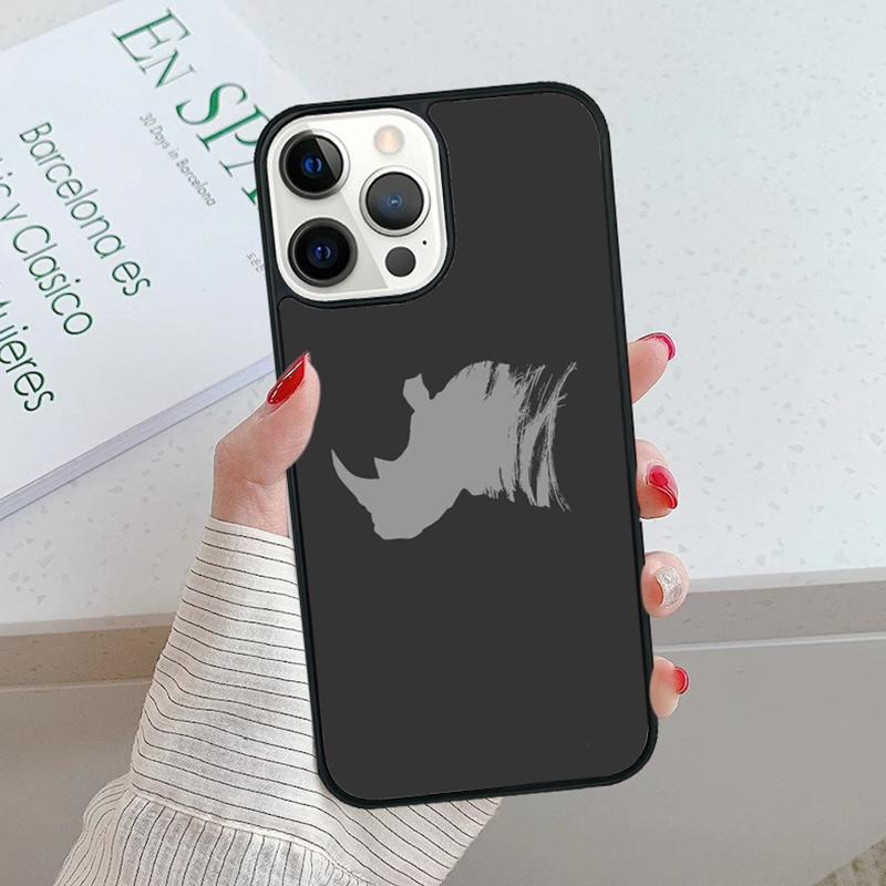 Чехол для телефона Животное Носорог Для iPhone 17 Air 15 16 16e 14 13 Pro Max Coque 12 11 Pro Max Для Apple PLUS fundas