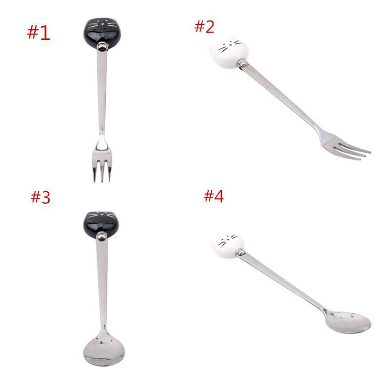 Stainless Steel Cartoon Spoons Cute Cat Coffee Spoon Tea Fork Tool