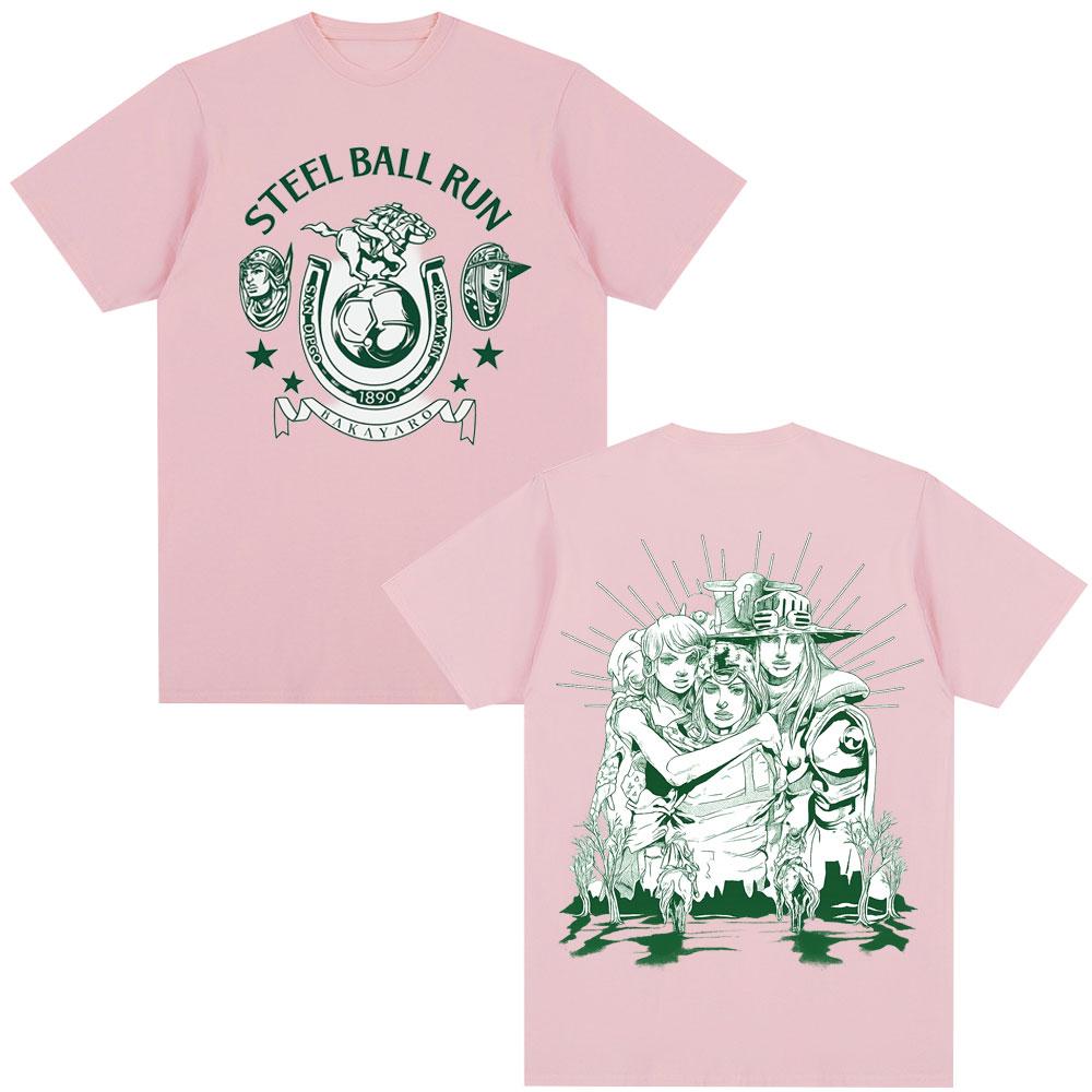 2026 Японское аниме JoJo's Bizarre Adventure Футболка STEEL BALL RUN Унисекс с графическим принтом Унисекс Хлопок Повседневная Оверсайз Футболка