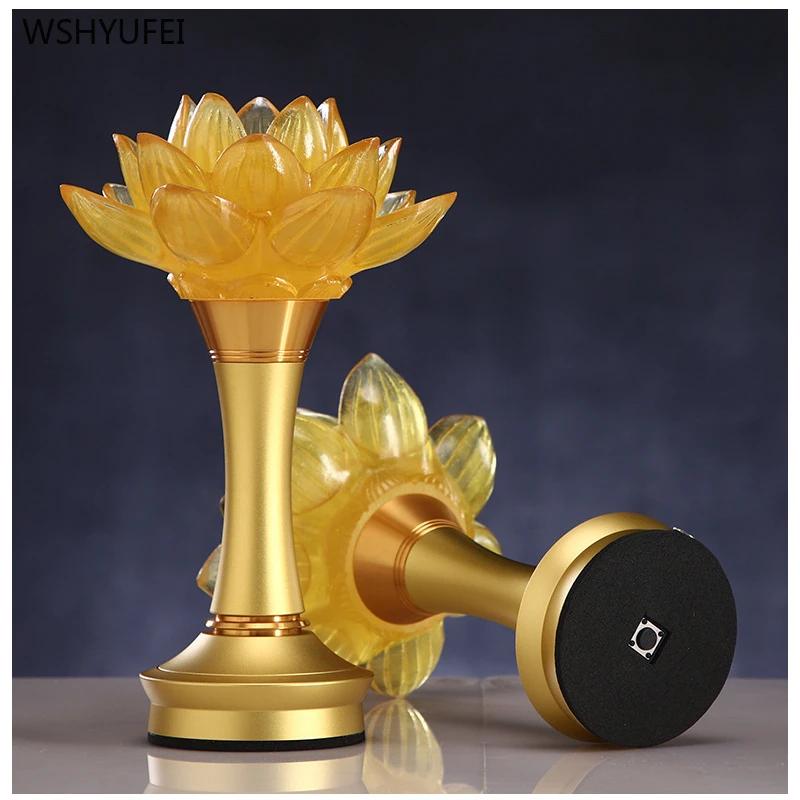 Стеклянный подсвечник в виде лотоса, передний храм Будды, домашнее жертвоприношение, молитва о благоприятности, 2 шт./лот