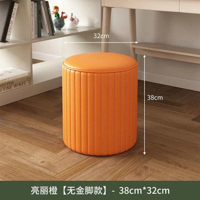 Luxury PU Leather Round Makeup Stool Nordic Style Storage Chair Elegant Sofa Stool for Bedroom Dressing Table