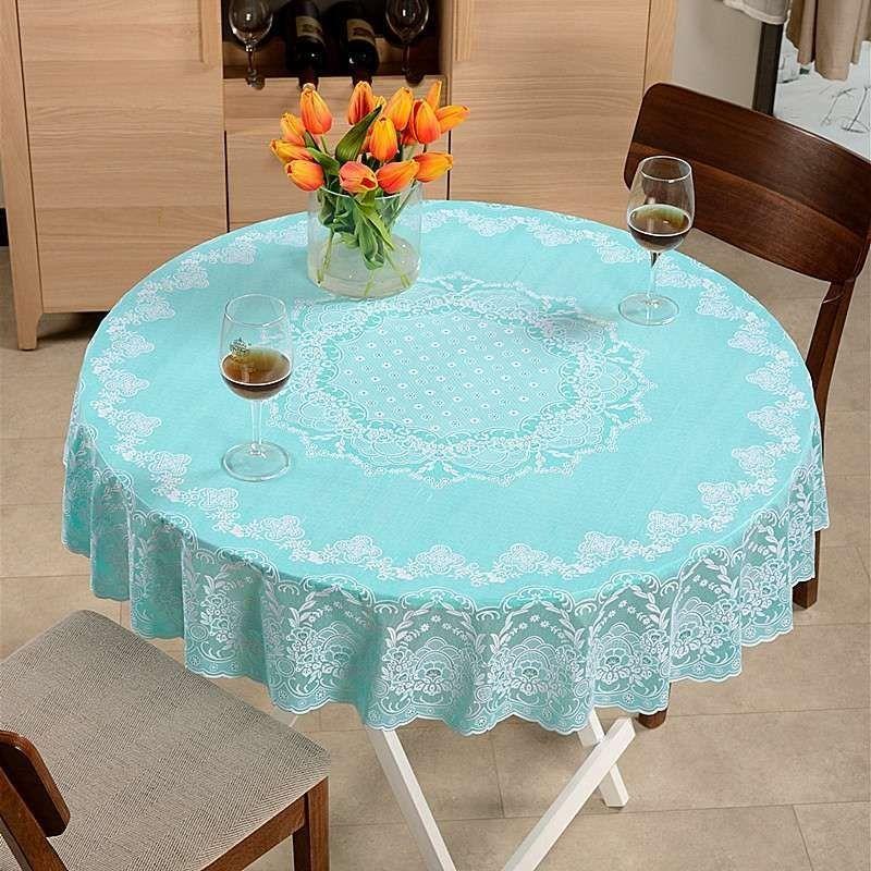 New Colored Circular Tablecloth Waterproof Oil Proof Round Dining Table Cover Anti Scalding Non Washing Household Tablecloths