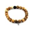 Stones and Minerals. Bracelet Landscape Jasper Beads + Matte Black Onyx 8 Mm. Made In France.