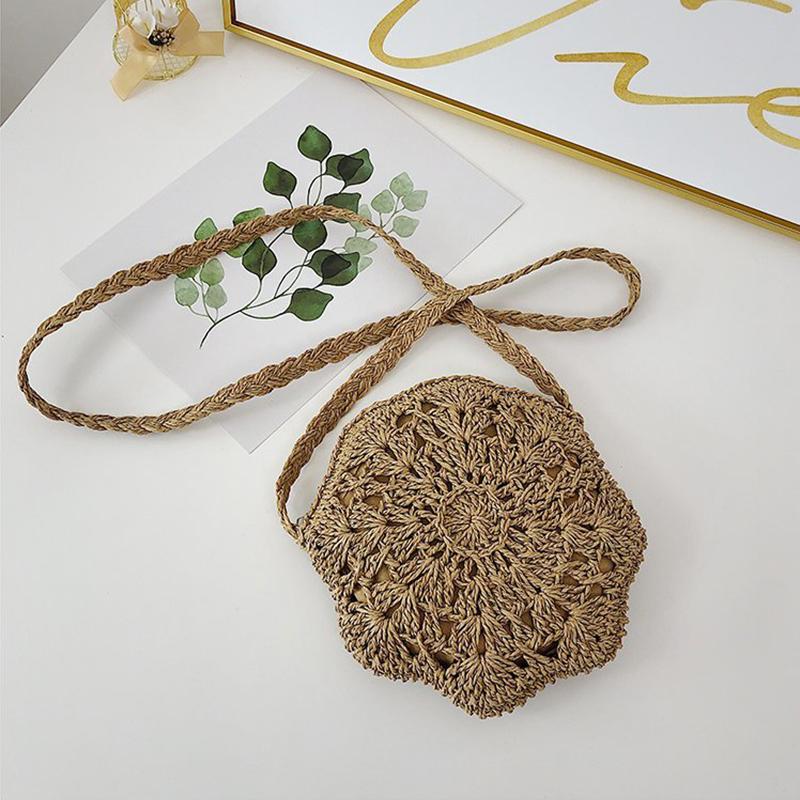 Модные круглые соломенные сумки через плечо для женщин, тканая дорожная пляжная сумка из ротанга ручной работы