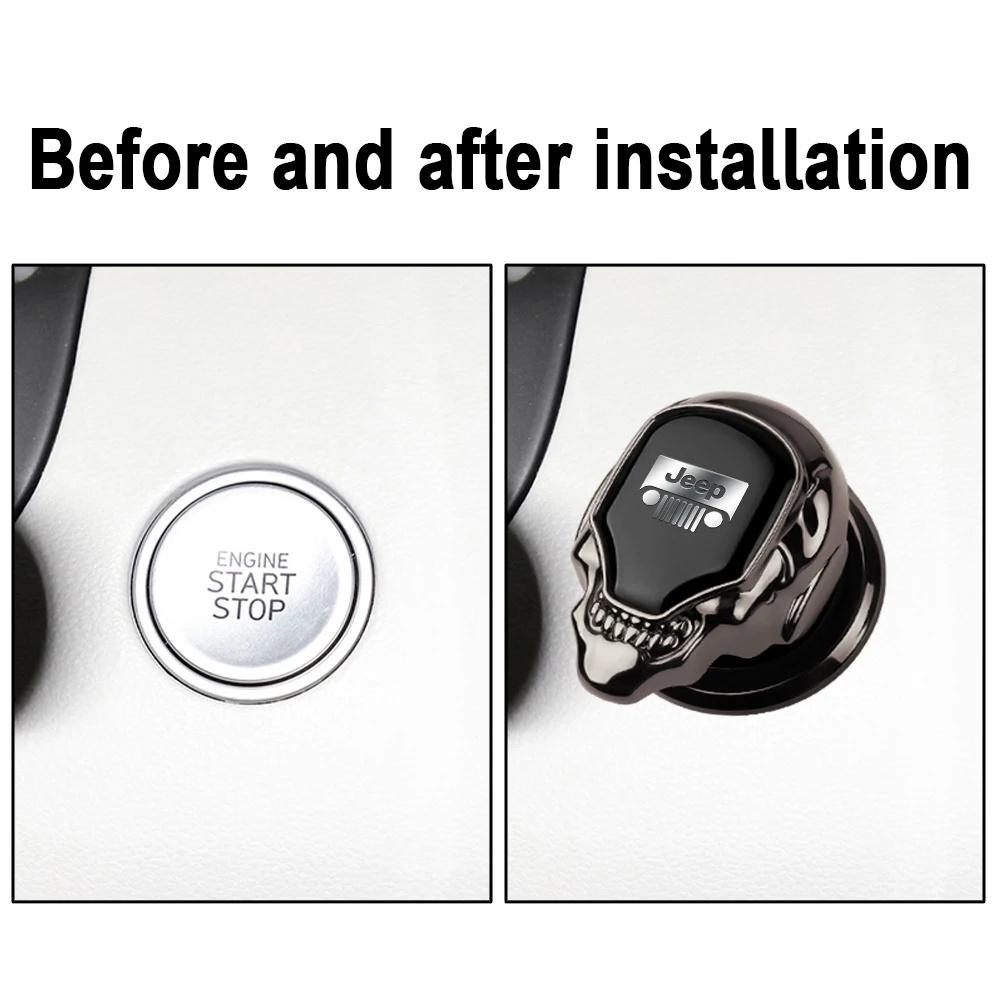 Metal Skull Car Start Button Cover for Jeep Wrangler Grand Cherokee Anti-Mistouch Ignition Switch Protector Auto Accessories