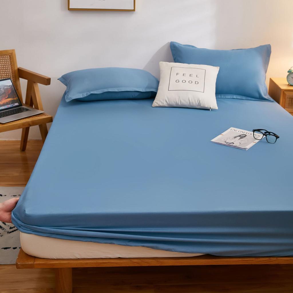 Простыня на резинке Однопредметная Стиранный хлопок Нескользящая Матовая Наматрасник Защитник матраса для студенческого общежития