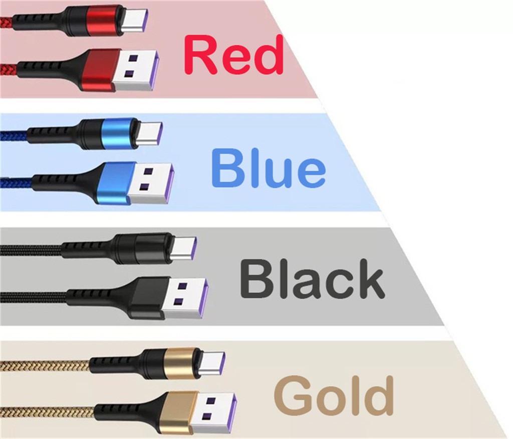 Высокоскоростной кабель для зарядки USB 3.0 Type-C 5A из нейлона для Для