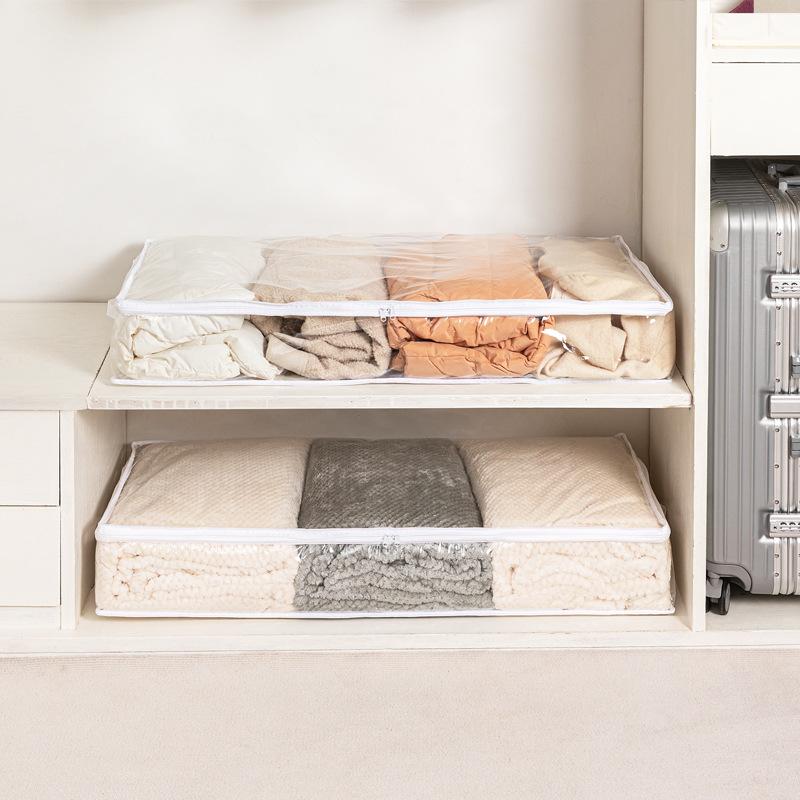 Ящик для хранения на кровати, прозрачный плоский ящик для одежды, отделка одеяла, складной ящик для хранения, ящик для хранения под кроватью