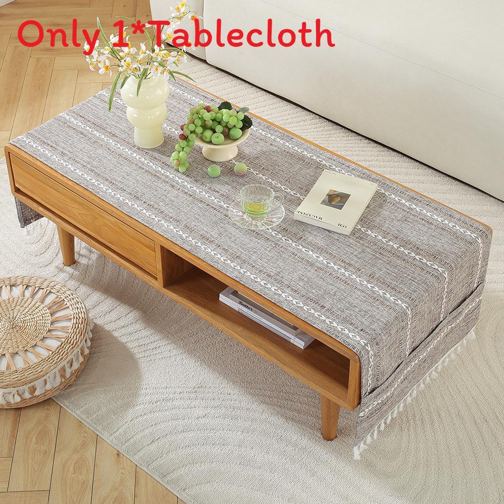 Nordic Home Modern Cotton Linen Rectangular Tablecloth With Non Slip Back For Living Room Decor