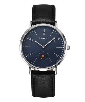 И Часы Унисекс BERING Classic Скандинавские Кожаные Часы с Темно-Синим Циферблатом и Черным Идеально в качестве Подарка для Работы и Поступления [Официально