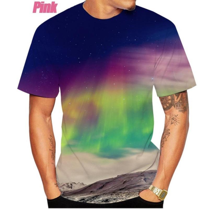 Модная красочная футболка с коротким рукавом Aurora Galaxy с 3D-принтом, повседневная космическая рубашка унисекс, персонализированный топ