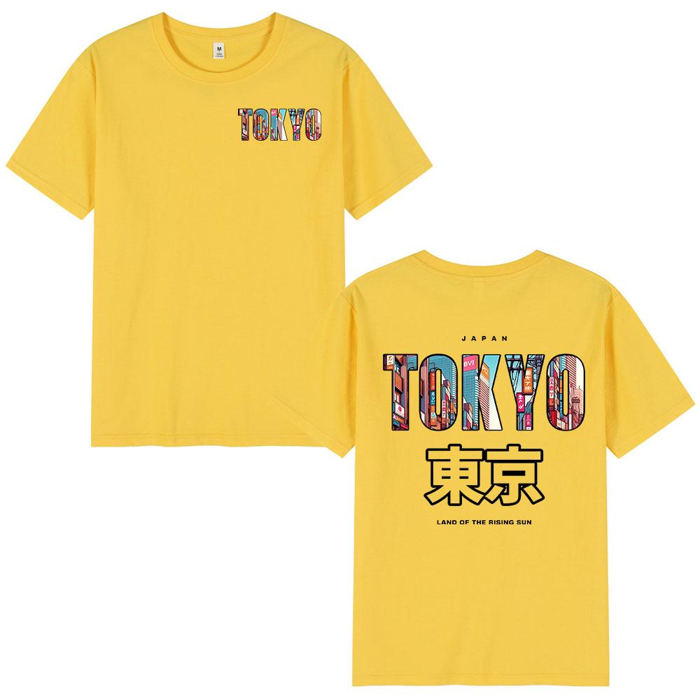 Япония Токио Печатные футболки Унисекс Женская одежда Мода Винтаж Короткий рукав Футболка 100% Хлопок Футболка с коротким рукавом Уличная одежда