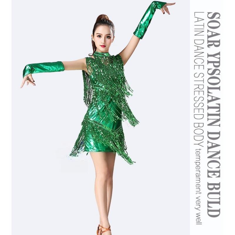 Sexy Shiny Flapper Gatsby Dress Double V-Neck Sleeveless Sequin Tassel Latin Jazz Party Dance Dress Vestido