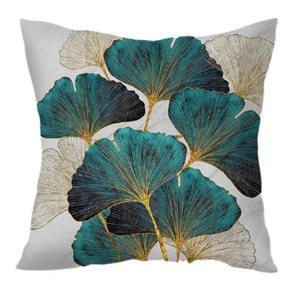 35/40/45CM Ginkgo Biloba Polyester Cushion Cover Waist Pillow Case Black Golden Leaves Living Room Chair Sofa Home Decoration