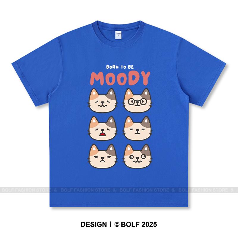 Женская футболка с принтом Born To Be Moody, 100% хлопок, свободные футболки с саркастическим принтом для мужчин, летние топы, уличная одежда в стиле эмо