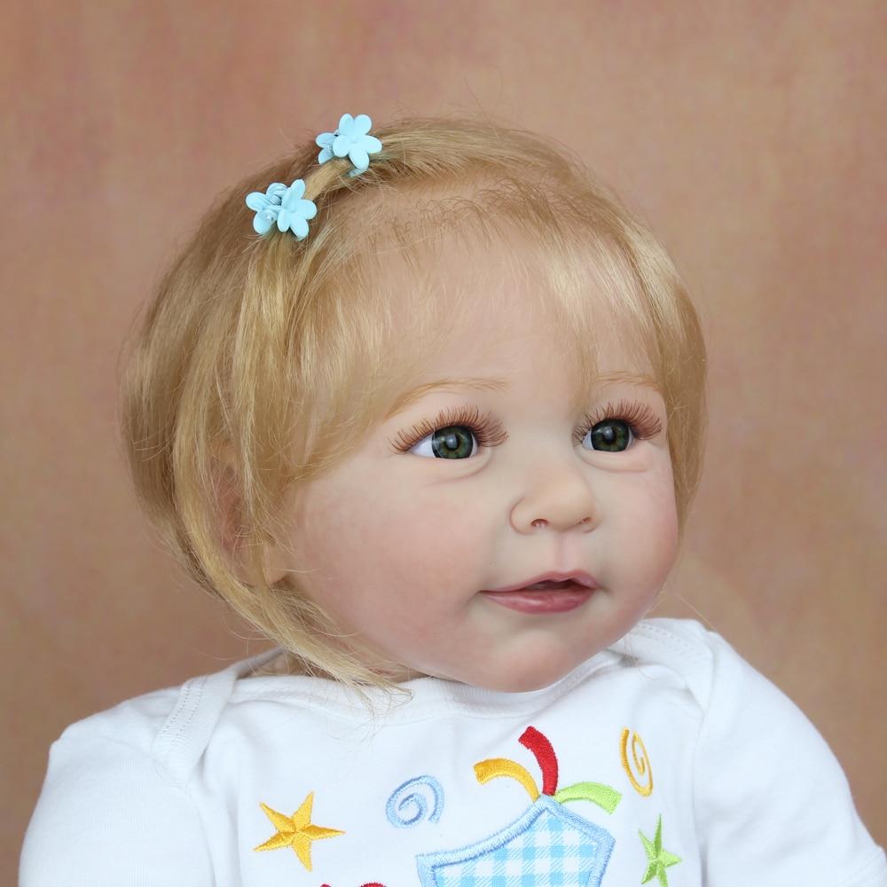 BZDOLL 55CM 3D Paint Skin Silicone Reborn Baby Doll Have Blood Vessels Lifelike 22 Inch Blonde Lisa Princess Toddler Girl Birthday Toy