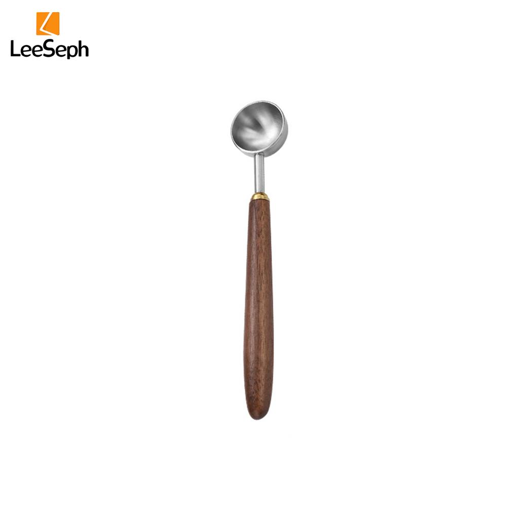 Кофейная ложка Leeseph из нержавеющей стали с ручкой из орехового дерева, для кофейной гущи, листового чая, сахара, специй, кухонных принадлежностей