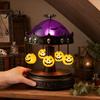 Creepy Halloween Table Light Ghost Carousel Light, Night Gothic Stained Glass Shade Witchy Room Decor with Floating Ghosts/Pumpkins, Spooky