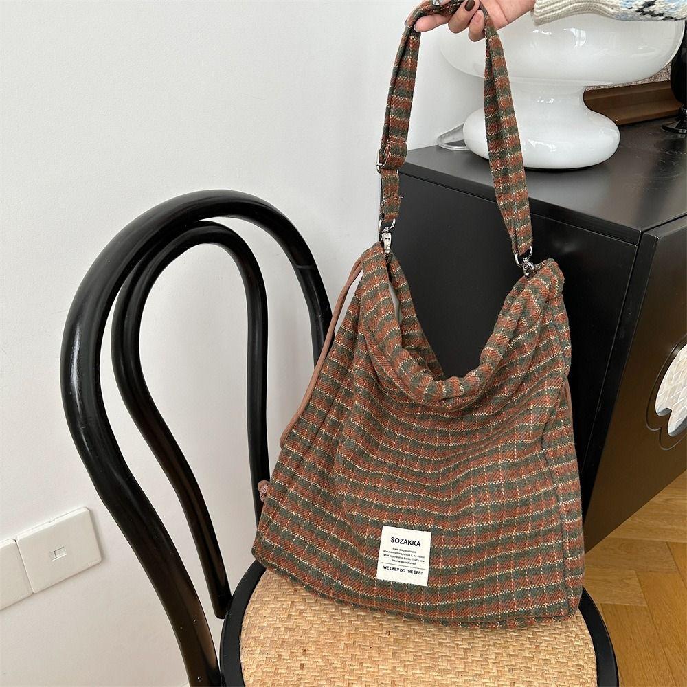 Большая вместимость клетчатая сумка на шнурке в корейском стиле Y2k школьный рюкзак в клетку на шнурке для девочек