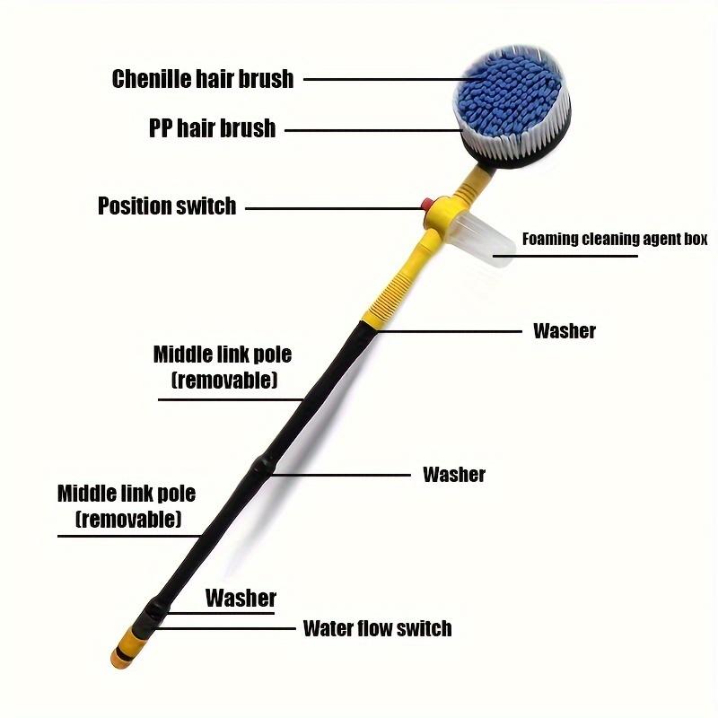 Набор для чистки автомобиля: вращающаяся на 360° швабра для автомобиля, щетка для мытья автомобиля из микрофибры, съемная телескопическая щетка, большая душевая насадка, пистолет-распылитель