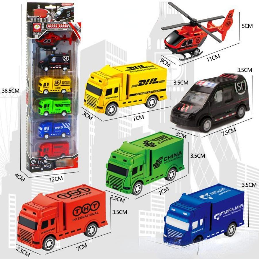 6 шт./1 компл., модель автомобиля, игрушка, пожарная машина, самолет, полицейская инженерная модель для мальчиков, Рождественский подарок, литой под давлением 1/64, игрушечный автомобиль с откатным механизмом