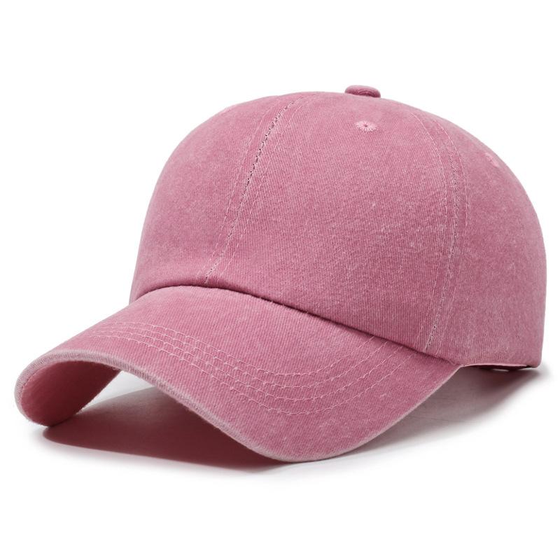 Fashion Hat washed cotton denim hat four seasons men and women six light board big head circumference baseball cap solid color cap