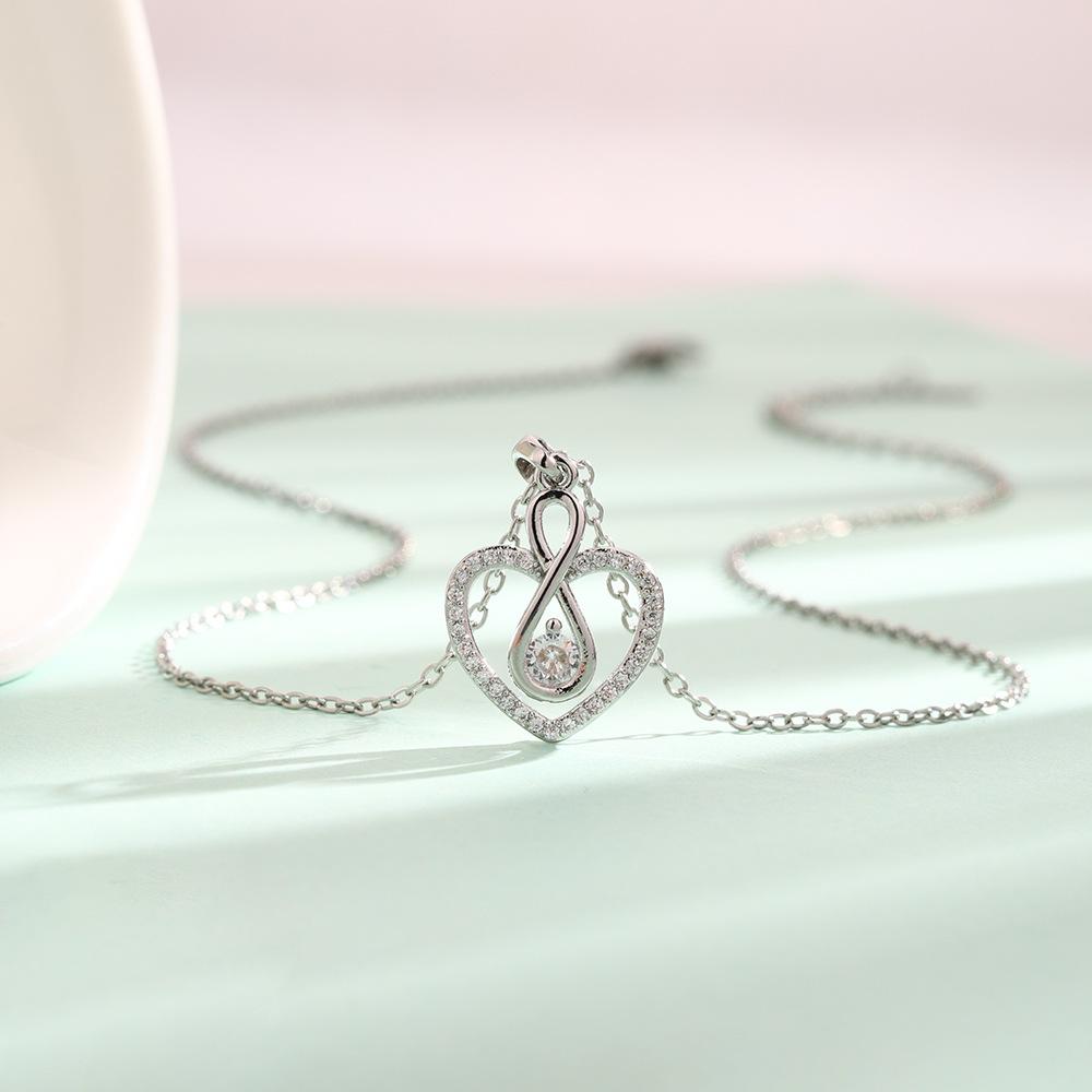 Циркон 8-символьное ожерелье «Бесконечная любовь» Французская легкая роскошь Умный темперамент Полая цепочка на ключицу в форме персикового сердца