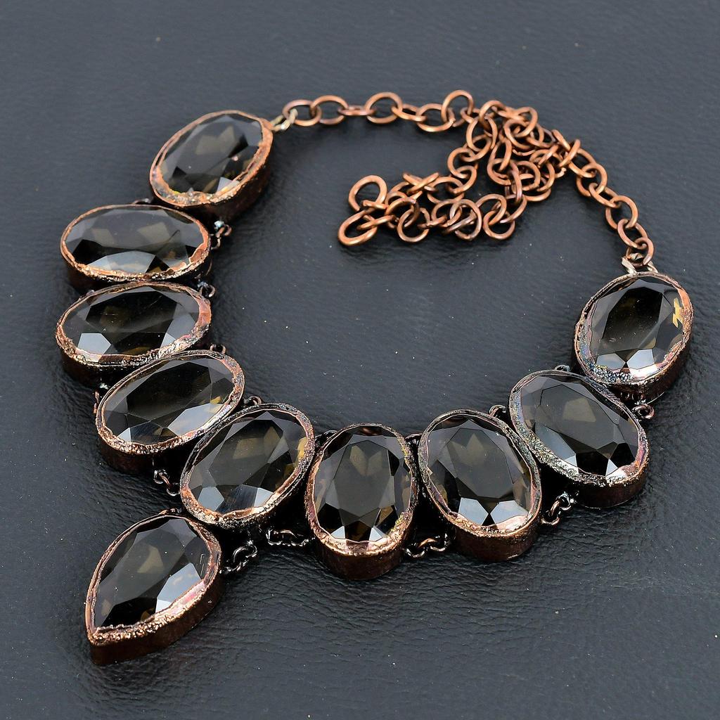 Smoky Topaz Necklace, Copper Electroformed Gemstone Jewelry, Handmade Necklace Amazing Jewelry, Gift For Her