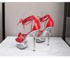 Mclubgirl Sexy Club Dancing Women's Shoes Peep Toe Women's Stiletto Heel Sandals Transparent Women's Lace Up Shoes LFD-190-B1