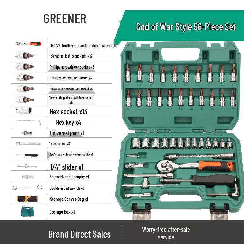 Многофункциональный набор инструментов для ремонта автомобиля с трещоточным гаечным ключом