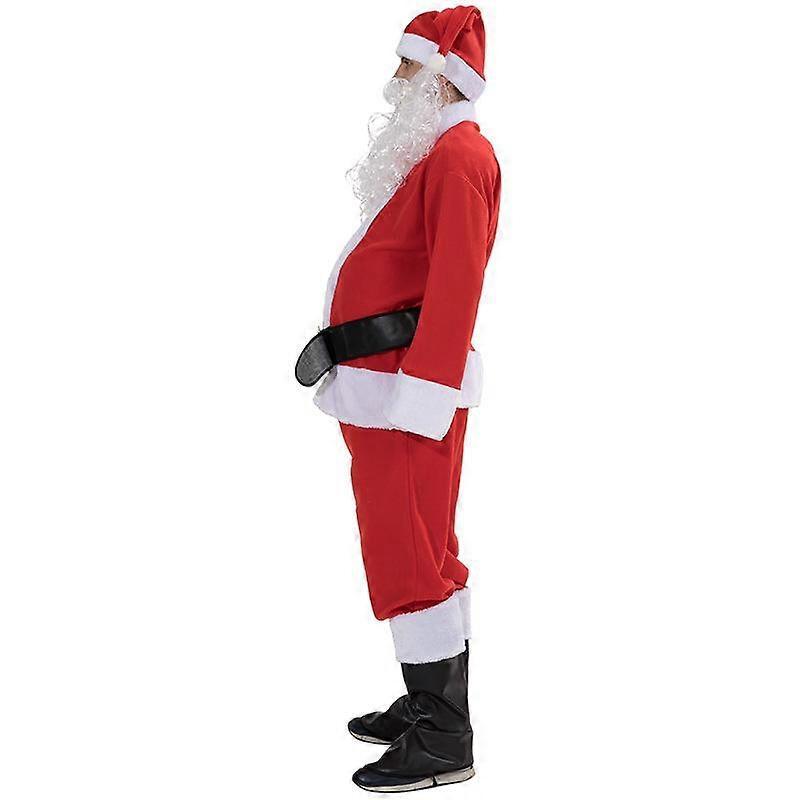 Men Christmas Santa Claus Costume Deluxe Velvet Suit 7pcs