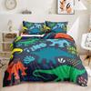 Kawaii Dinosaur Duvet Cover Set Cartoon Animal Theme Bedding Set for Kids Teenagers Bedroom Decor Double Queen King Quilt Cover