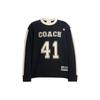 Coach Свитер унисекс повседневный с цветными блоками, с буквенным узором, с круглым вырезом и длинными рукавами, черный CN621-BLC