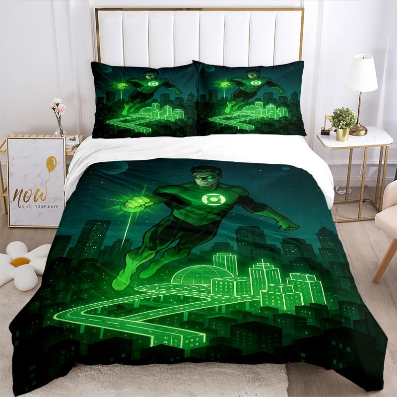 3pcs Green Lantern Duvet Cover Set, 1 Duvet Cover + 2 Pillowcases (No Insert), High-Definition Print for All Seasons,Durable yy251103067
