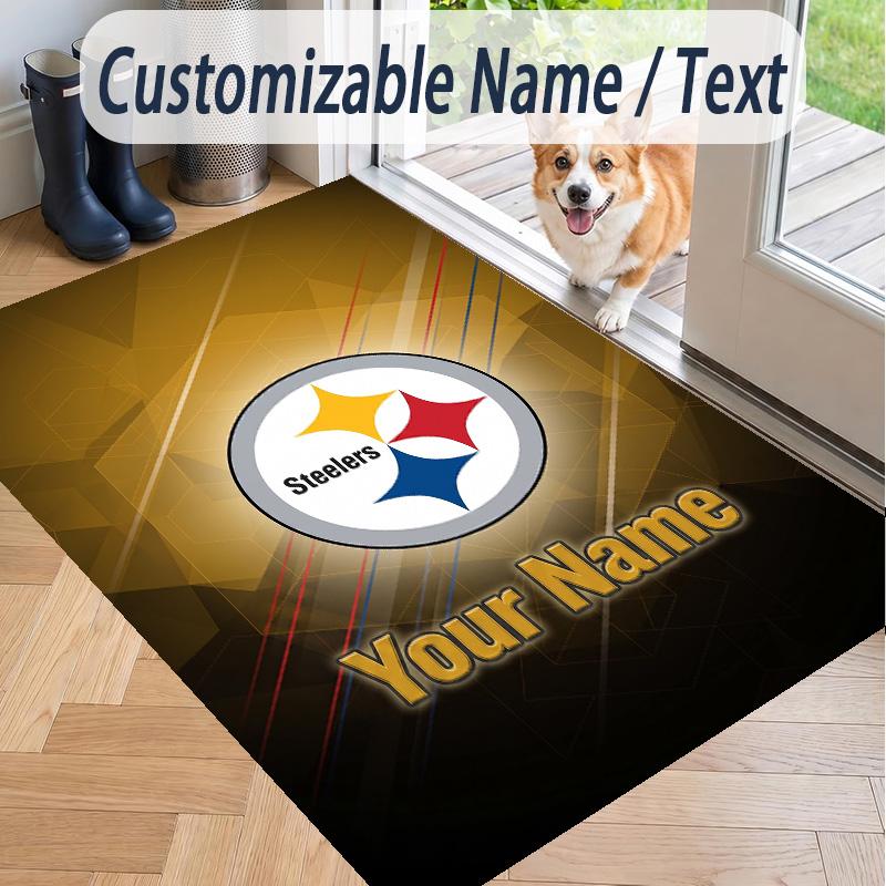 Custom Text Printed Rug Pittsburgh Steelers Non Slip Floor Carpet For Home Room Decor