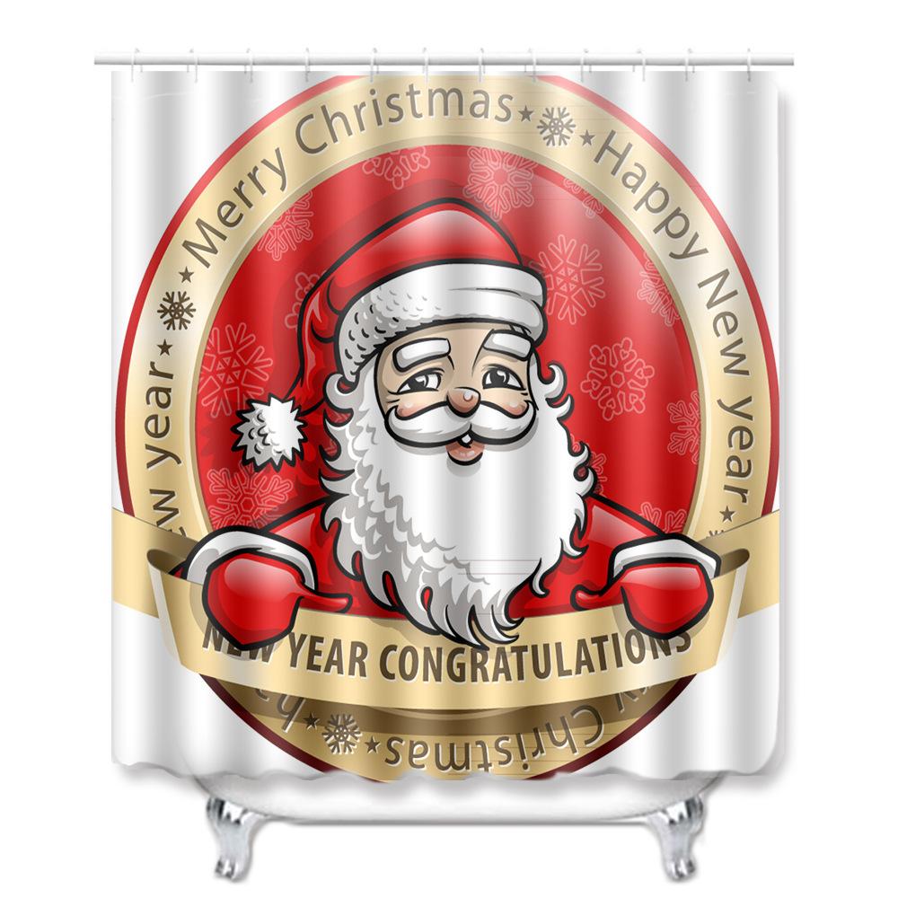 3D Цифровая печать Рождественская Водонепроницаемая Занавеска для душа Четыре предмета Коврик для ванной Нескользящий Коврик для двери Спальня Гостиная Коврик для пола Ковер