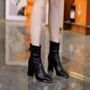 Модные зимние высококачественные мягкие женские ботильоны из искусственной кожи с острым носком на тонком каблуке, модные женские ботинки для танцев на пилоне
