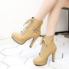 Plus Size Ankle Boots Women Platform High Heels Female Lace Up Women 'S Shoes Buckle Woman Short Boot Ladies Footwear