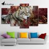 Canvas Paintings Printed 5 Pieces Flower Forest Nature Wolves Wall Art Canvas Pictures For Living Room Home Decor CU-1894A