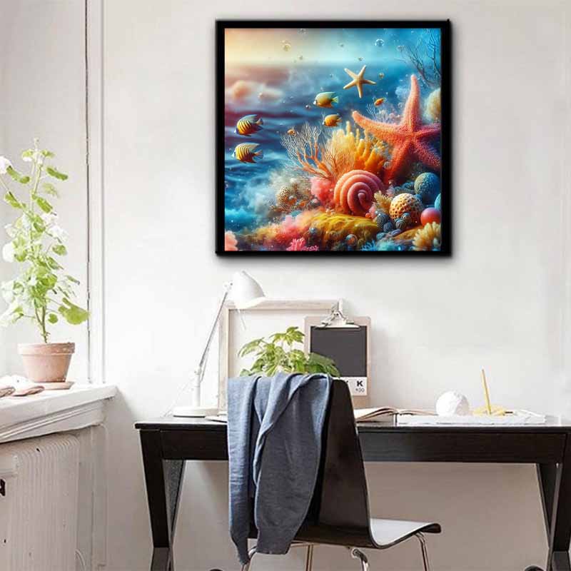 New Arrival 5D DIY Full Circle Diamond Painting "Undersea Animals and Plants" Embroidery Cross Stitch Home Decor Gift