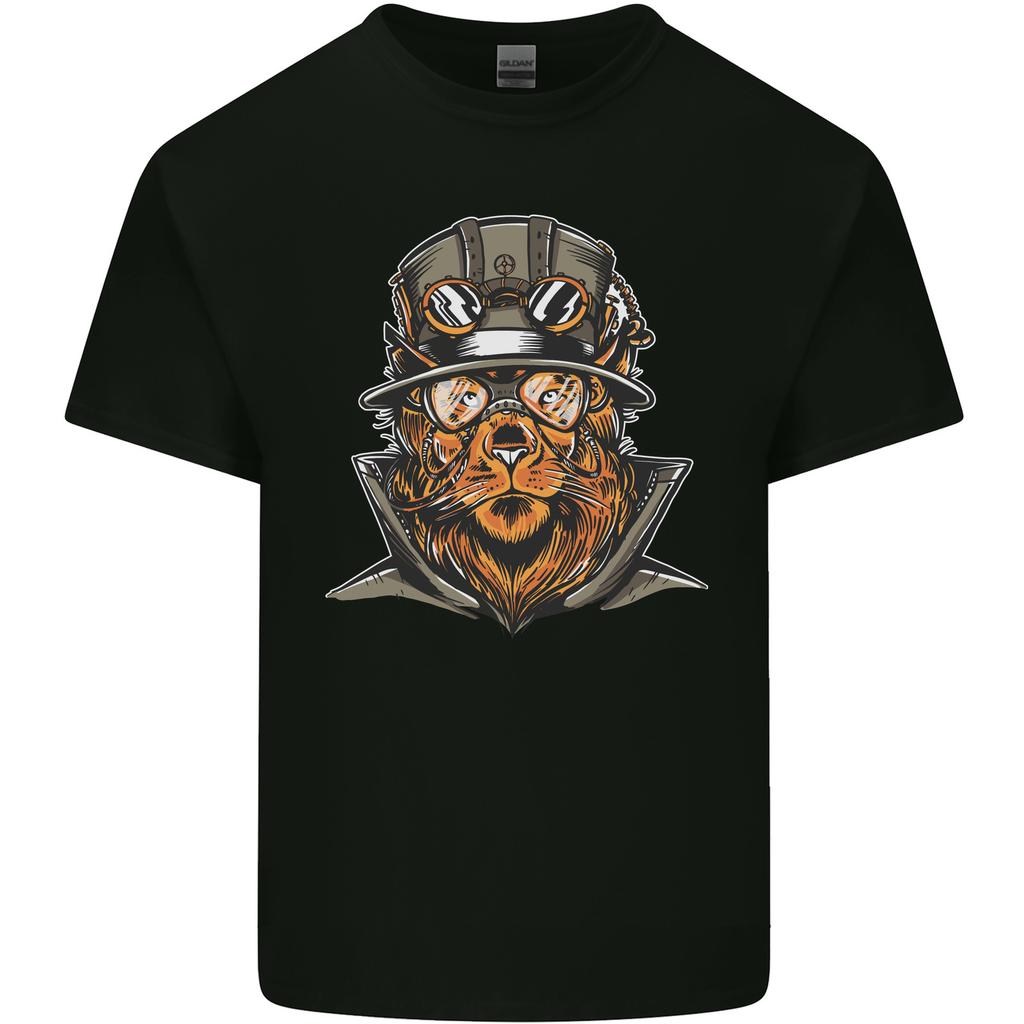 Steampunk Lion Unisexs Light Cotton TShirt
