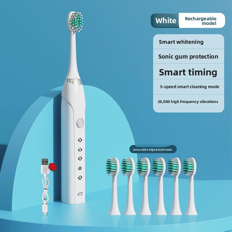 Вибрирующая зубная щетка с мягкой щетиной и ирригатор, Перезаряжаемая автоматическая ультразвуковая электрическая зубная щетка для взрослых и домашнего использования