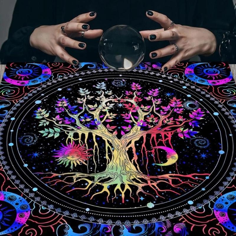 Коврик для гаданий с маятником квадратной формы, алтарная скатерть, коврик для настольных игр, коврик для рун, метафизическая настольная игра