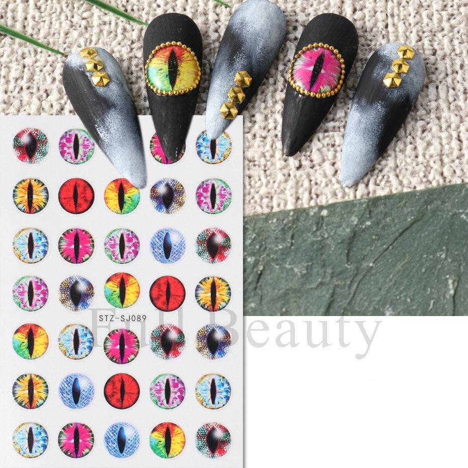 3D осенние наклейки для ногтей, переводные наклейки, клейкие ползунки для ногтей, маникюр 2024, украшения для дизайна ногтей, кошачий глаз