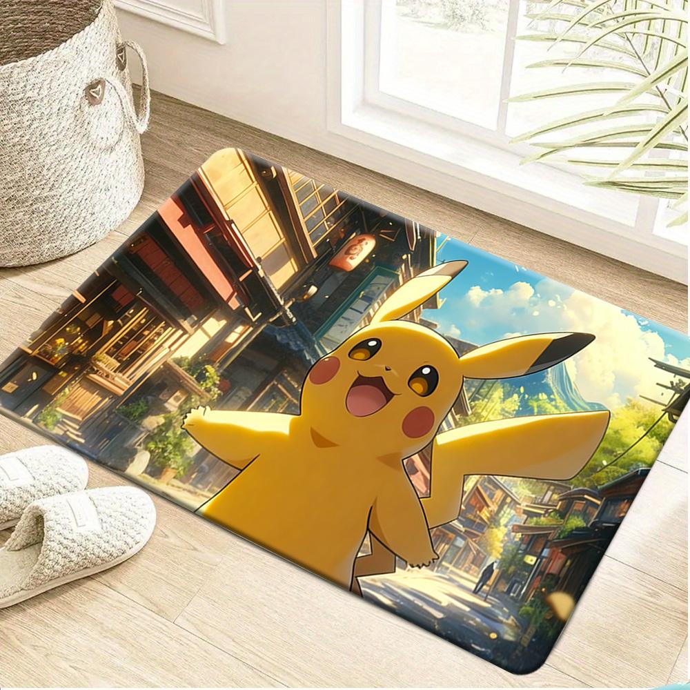 Pokemon Snorlax and Friends Tropical Beach Party Print Doormat Anti-slip Absorbent Floor Mat for Home Entrance Bedroom Living Ro