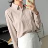 Рубашка женская весна осень однотонная базовая верхняя часть дизайн Sense Niche многослойная с длинными рукавами свободная рубашка блузки и рубашки