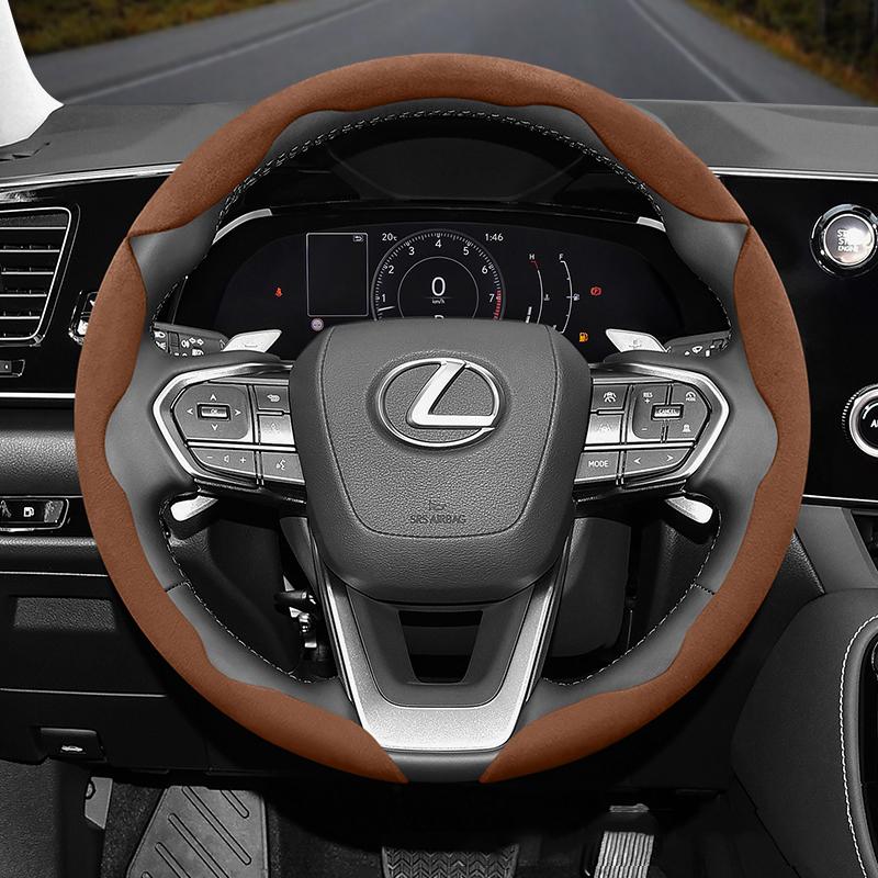 HPE1 Suitable for Lexus Anti-Slip Buckle Segmented Suede Steering Wheel Cover Suitable for Is250 Ct200H Is350 Es300H Rc Is300H Rx Rx450H Hs250H Nx300