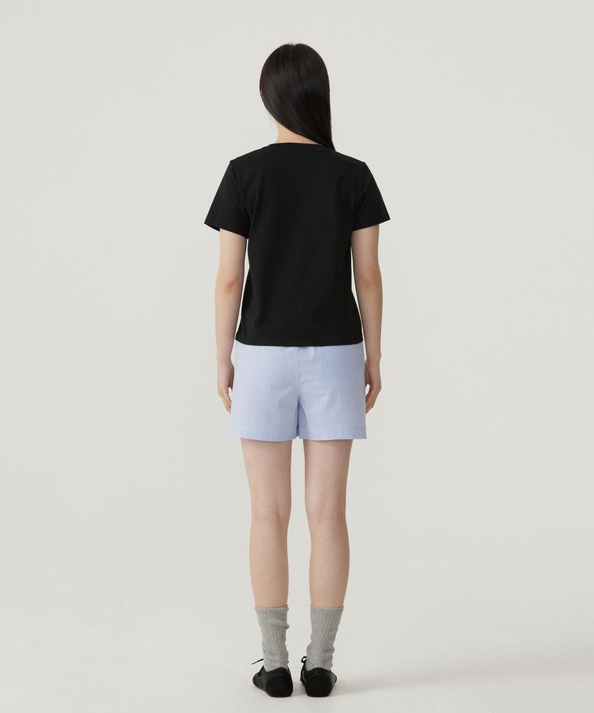 COVERNAT WOMAN Regular Fit Arch Clover Heart T-Shirt Black