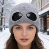 Yousheng Вязаная шапка Однотонная теплая вязаная шапка с декором в виде очков Эластичная ветрозащитная зимняя шапка для улицы, путешествий, езды на велосипеде, повседневной носки
