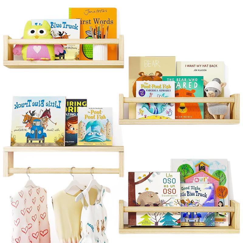 Настенная полка из массива дерева, 4 предмета: Книжный шкаф, Спецовница, Ванная комната